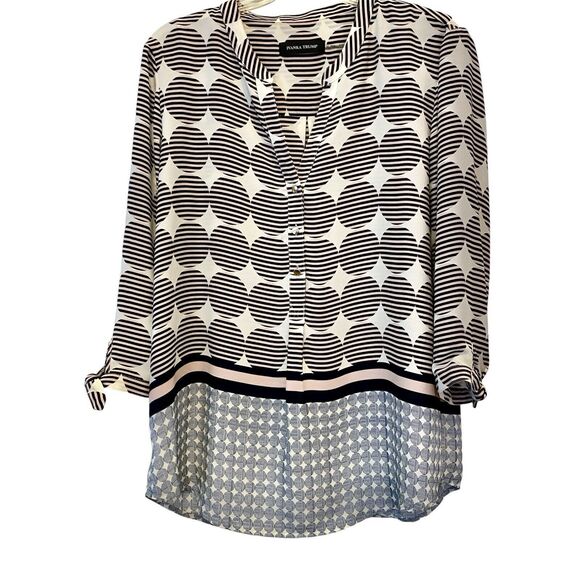 Ivanka Trump Blouse Women XL BowTie Cuff 3/4 Sleeve Travel Casual Tunic Top - Picture 1 of 12